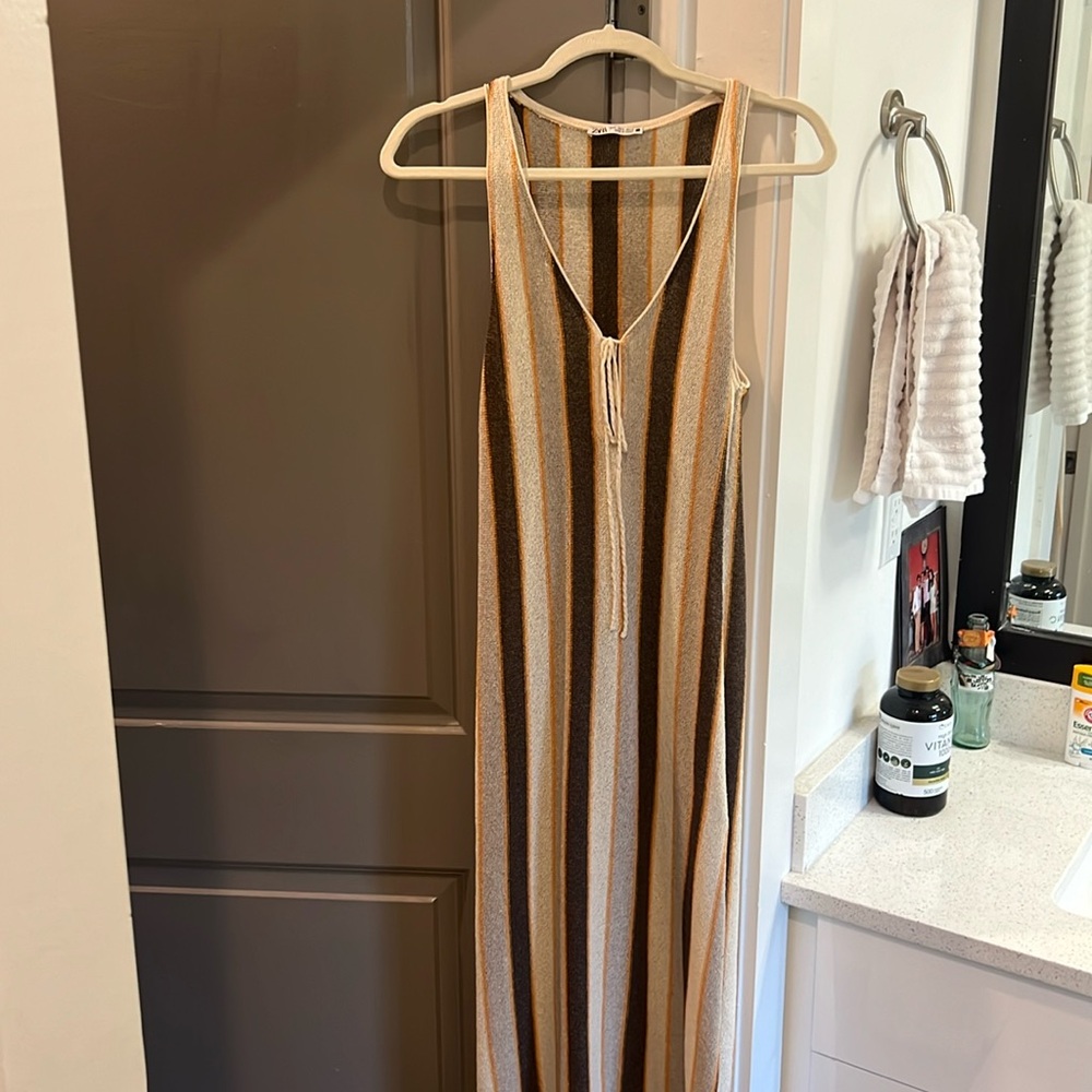 Zara striped knit maxi dress